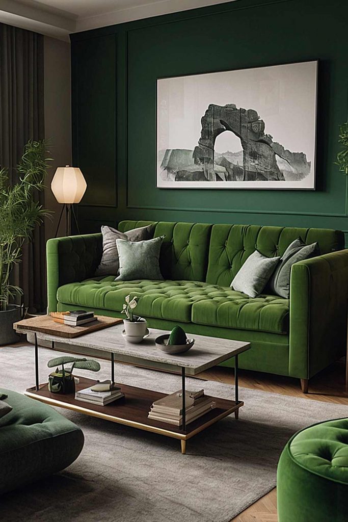 Green Accents Living Room