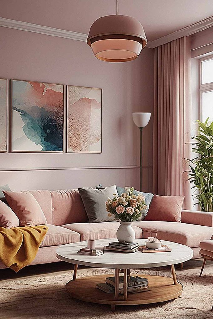 Pastel Pink Living Room