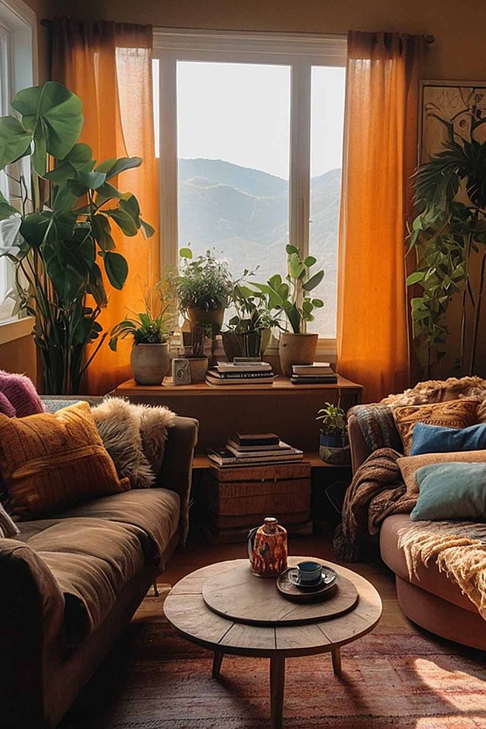 Bohemian Living Room with Small Space