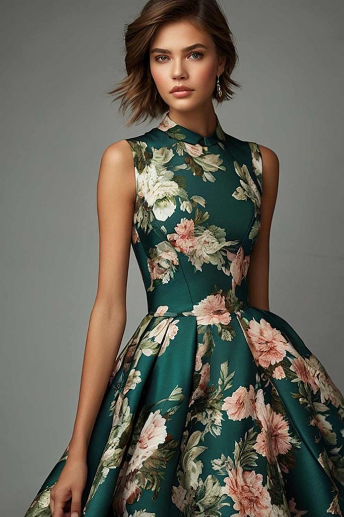 Emerald Dress with Flowers