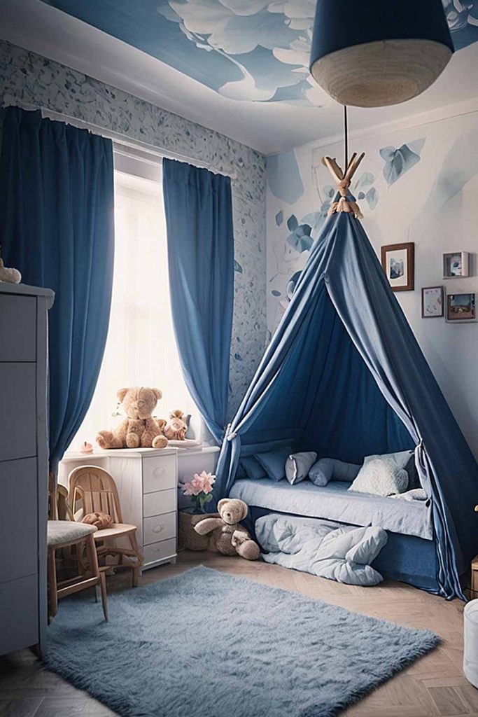 Baby Room for Boy with Blue Shades