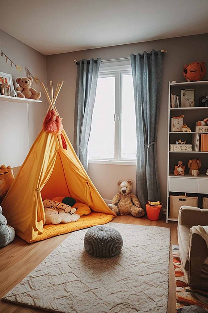 Space for Playing with a Tent and Warm Rug