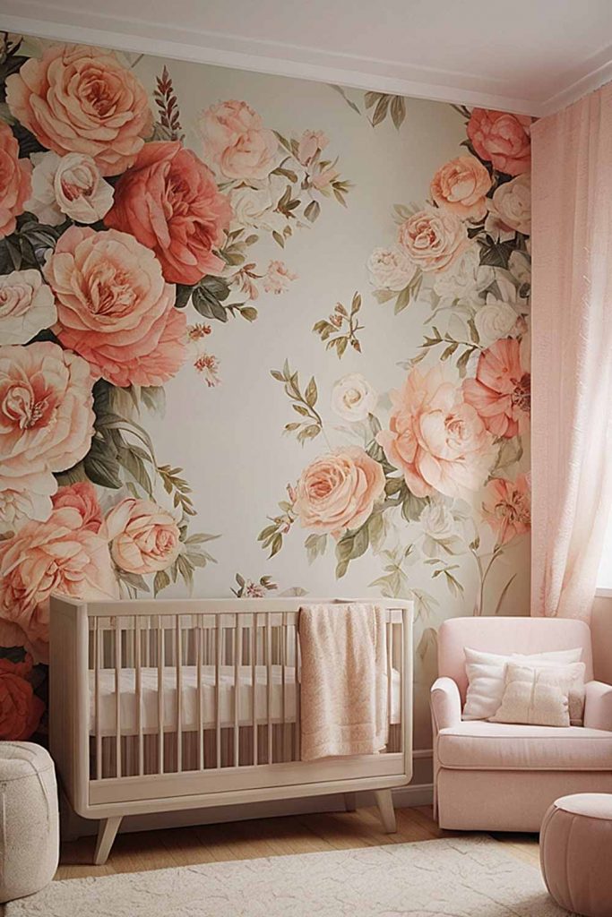 Floral Nursery Design with Pastel Colors