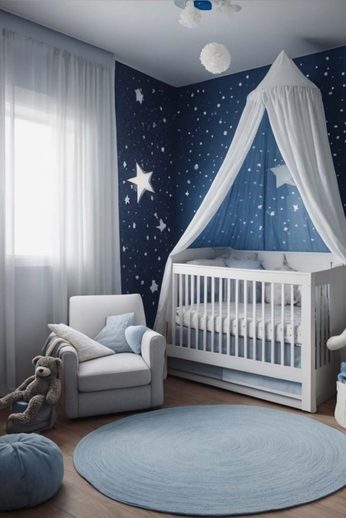 Blue and White Colors with Stars on the Walls