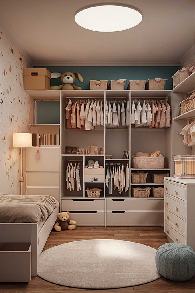 Small Nursery Room with Functional Closet