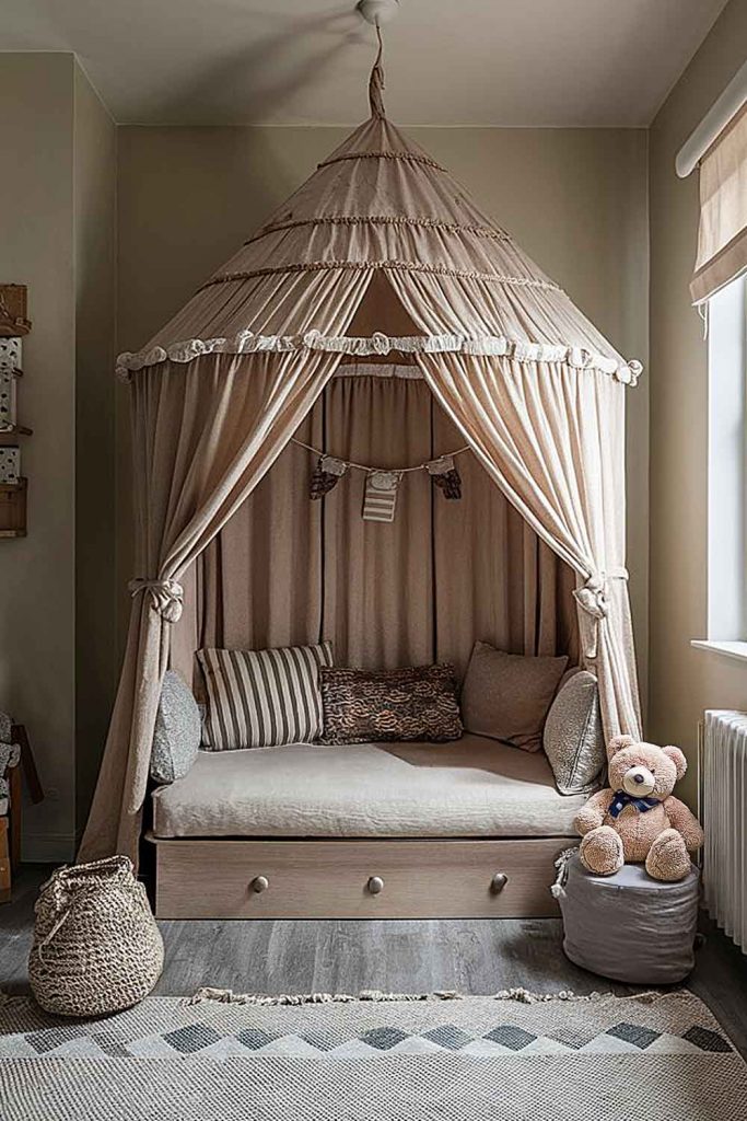 Baby Bed with Big Vintage Canopy