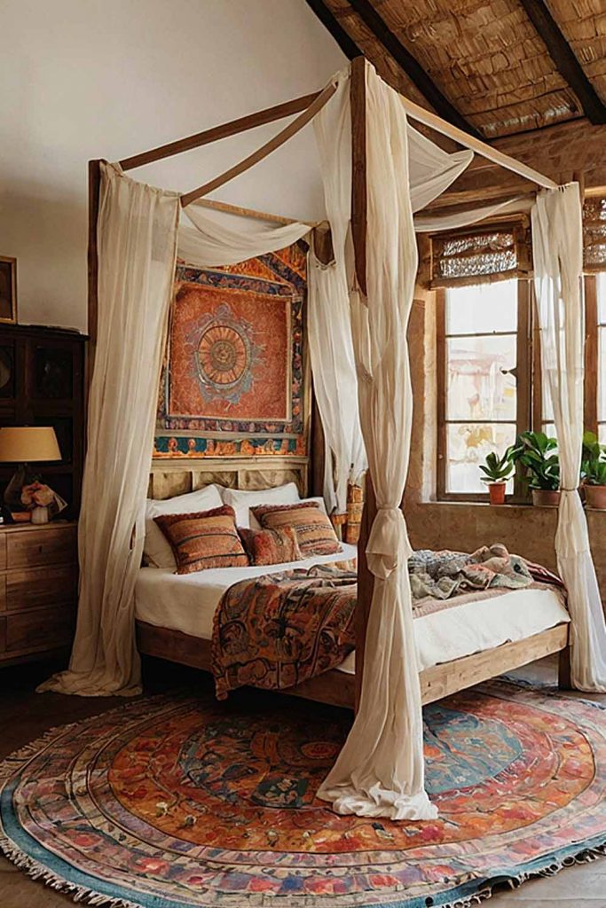 Bohemian Bedroom with Canopy Bed