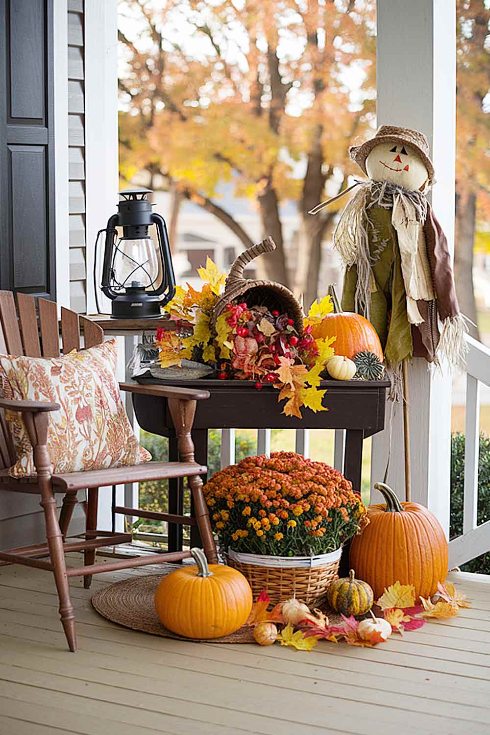 Fall Theme Front Porch Decor