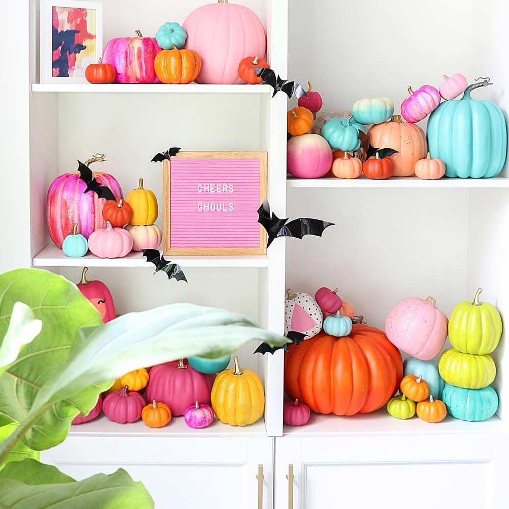 Cute Colorful Pumpkins Decoration Idea