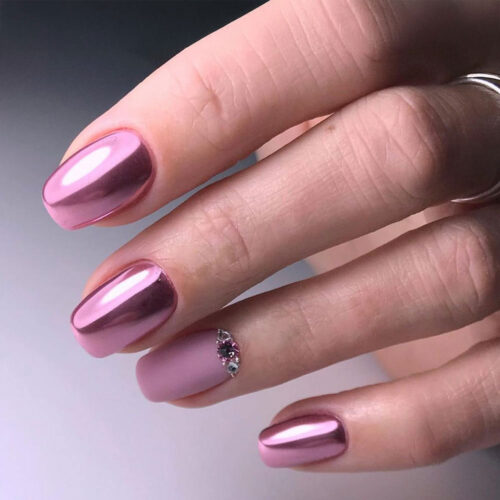 Mauve Chrome Nail Designs