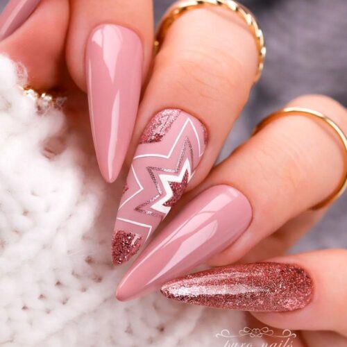 Glitter Stars Nail Art For Mauve Mani