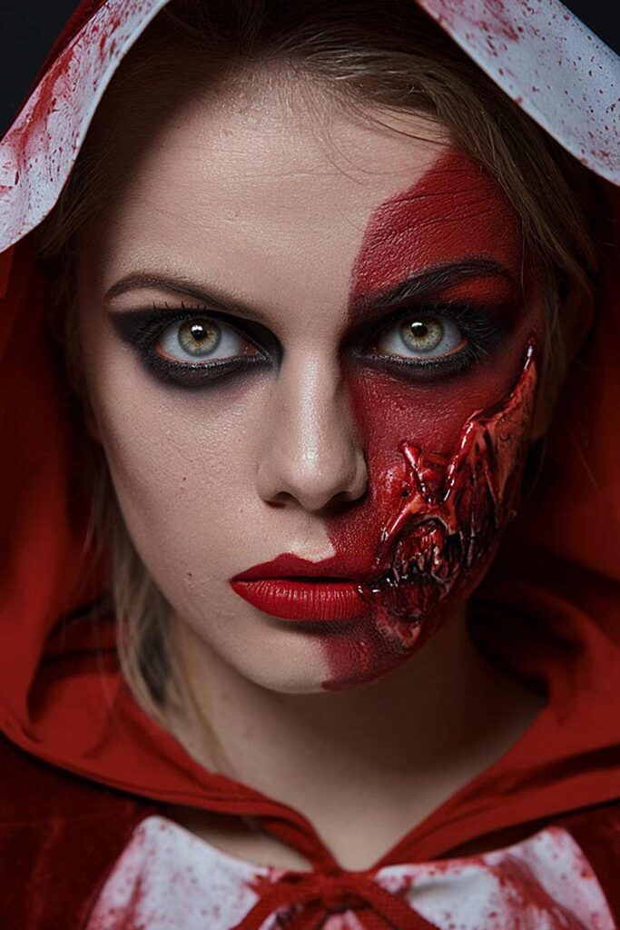 Little Bloody Red Riding Hood Halloween Makeup