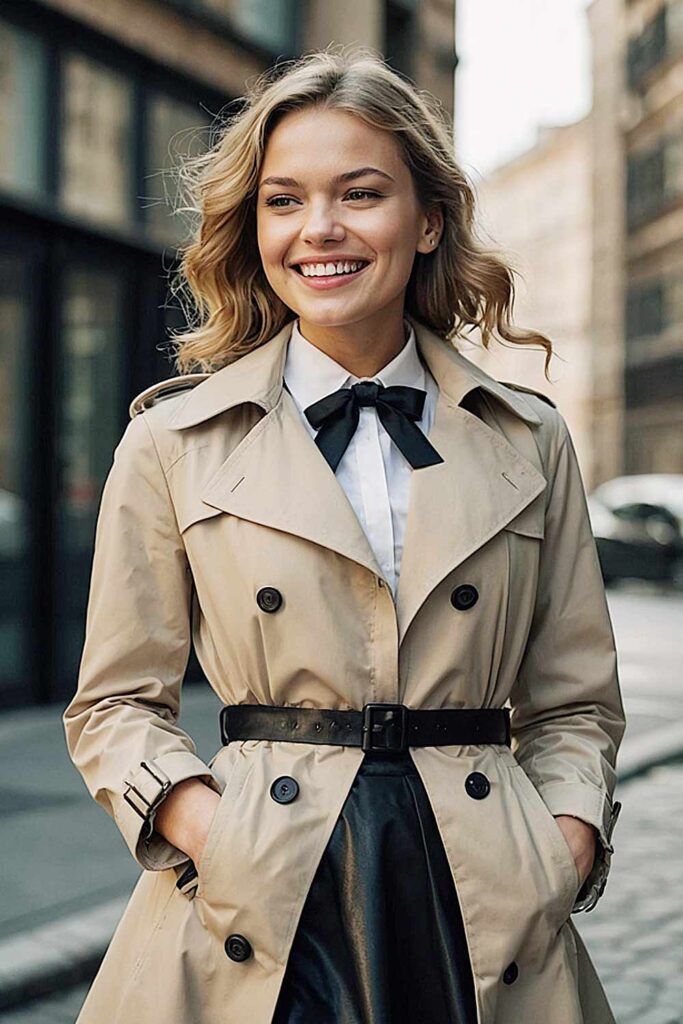 Preppy Style with Trench Coat