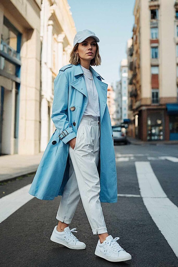 White and Blue Casual Look