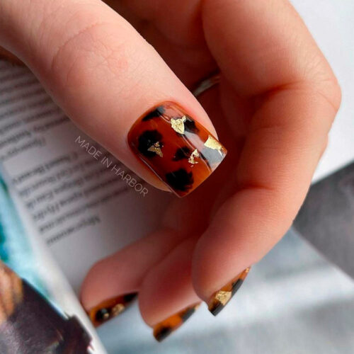 Brown Nail Ideas with Animal Prints