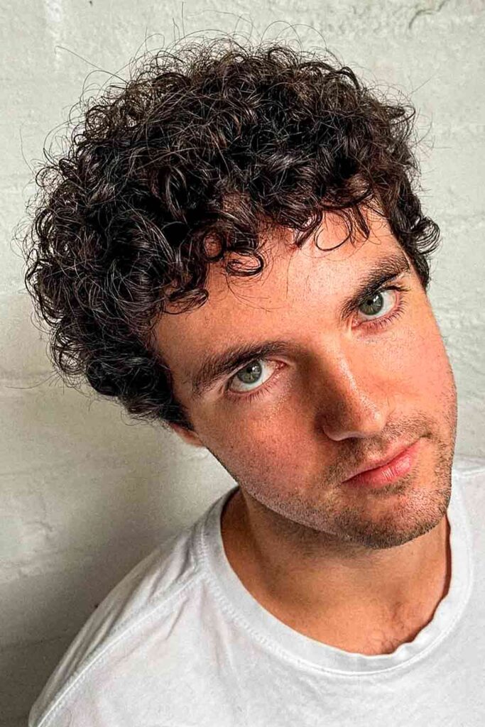 Short Glossy Curls #curlyhairmen #hairstylesforcurlyhair #menscurlyhairstyles