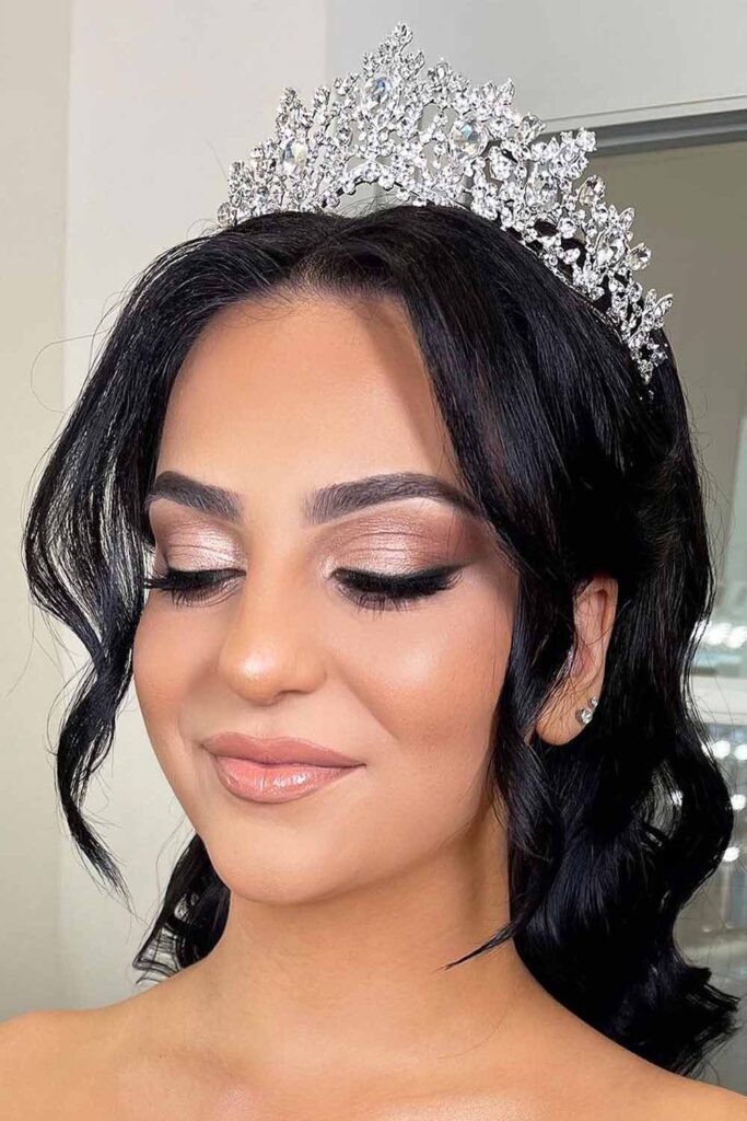 Wedding Makeup With Golden Glitter