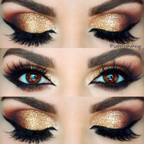 Eye Makeup Ideas With Gold Glitter