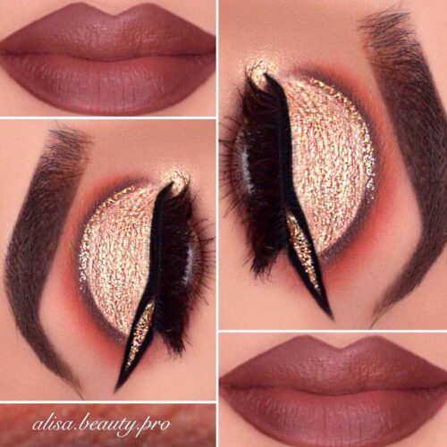 Eye Makeup Ideas With Gold Glitter