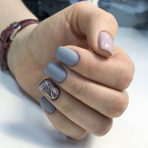 Matte Grey Nails Designs