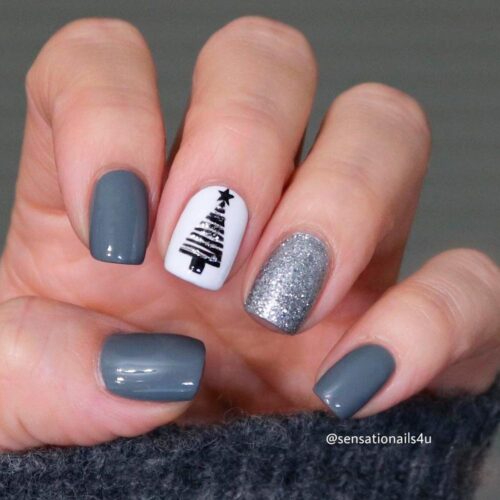 Stylish Grey Nails Designs For Winter