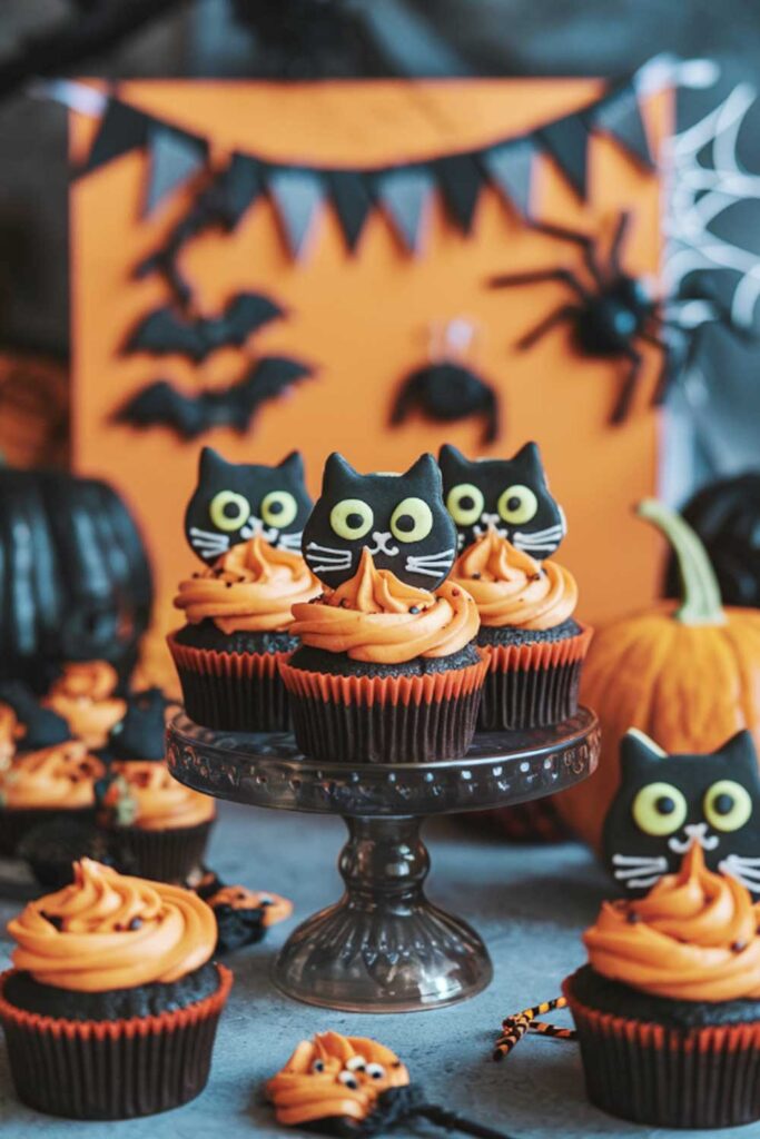 Black Cat Halloween Cupcake Idea