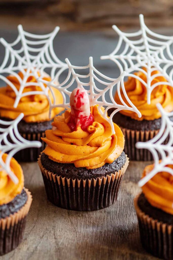 Bloody Finger Halloween Cupcake