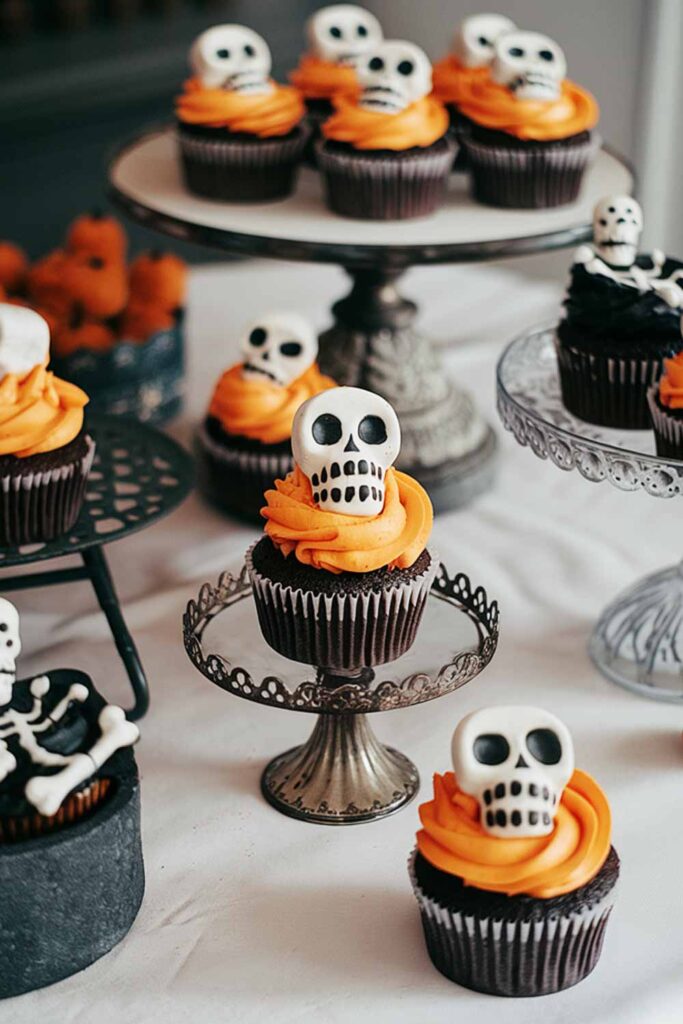 Cupcake with Skeleton Head