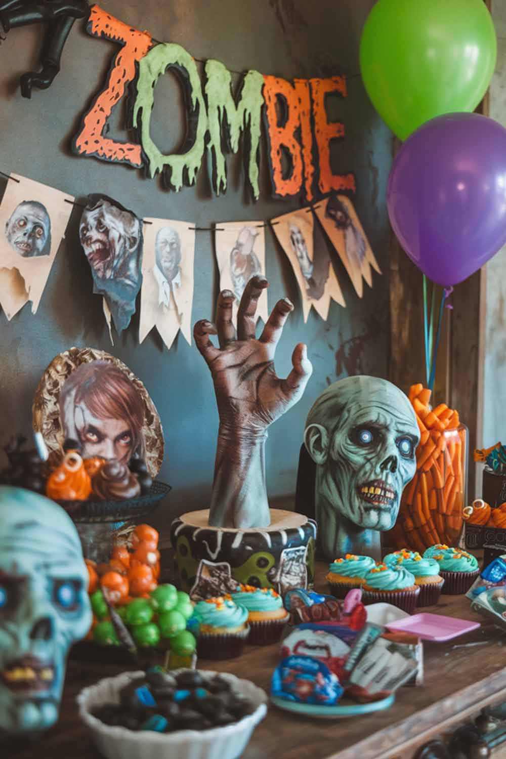 Zombie Halloween Party Candy Table