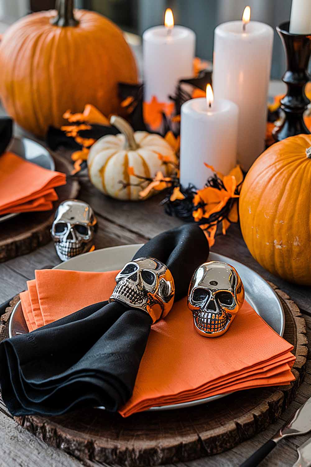 Halloween Theme Napkin Ring with Skeleton