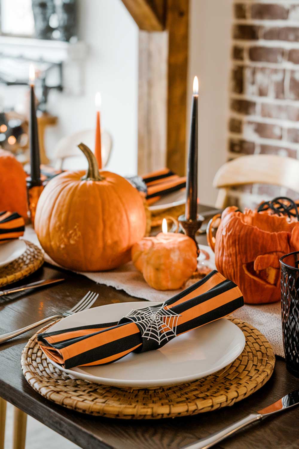 Halloween Theme Napkin with Spider Web