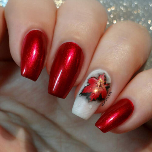 Hot Red Nail Designs with Accent Nails