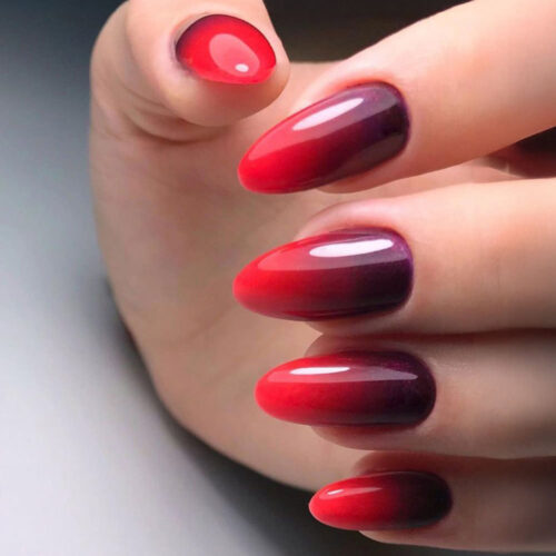 Red Nails With Ombre