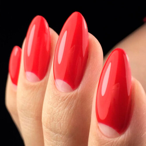 Half Moon Design For Red Nails