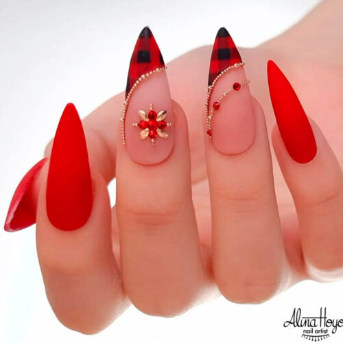 Matte Red Nails For A Classy Look