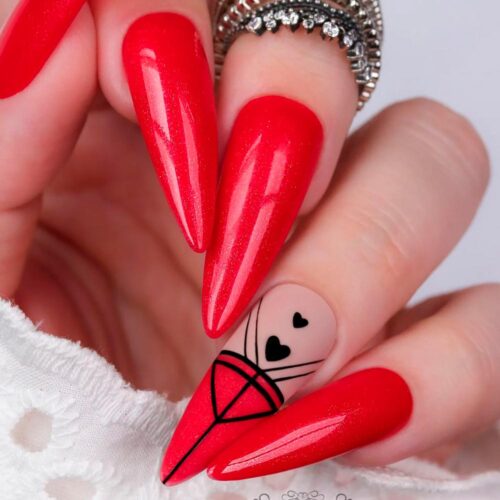 Bright Glitter Red Nails Designs