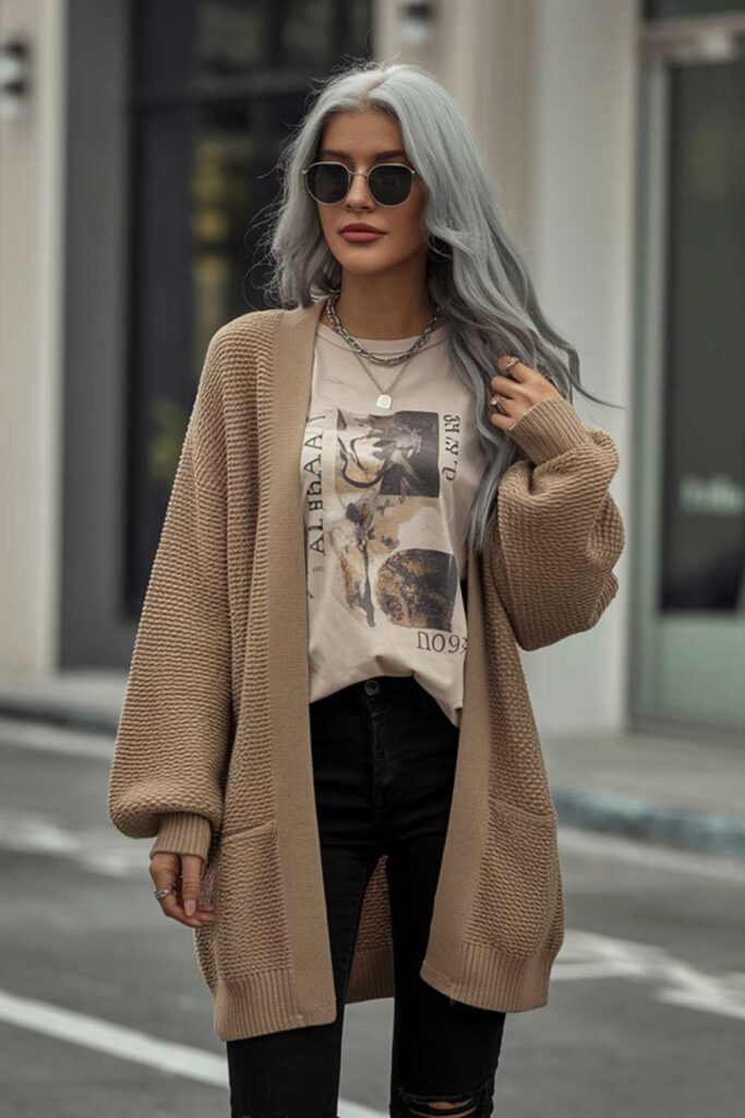 Grunge Style with Cardigan