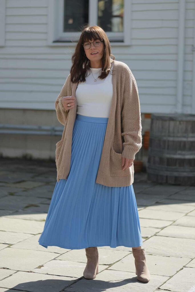 Long Skirt Outfit with Cardigan