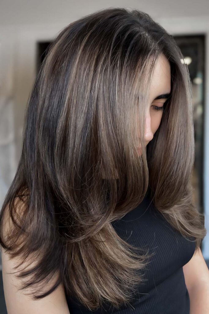 Ash Brunette On Brunette Balayage