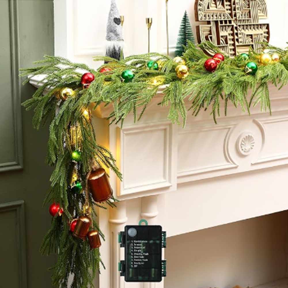 Faux Greenery Garland with Christmas Ball