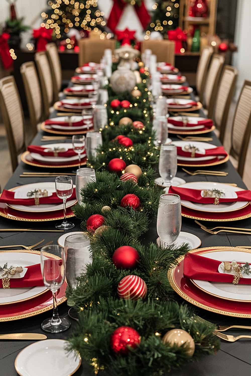 Dinner Table Decor With Christmas Garlands