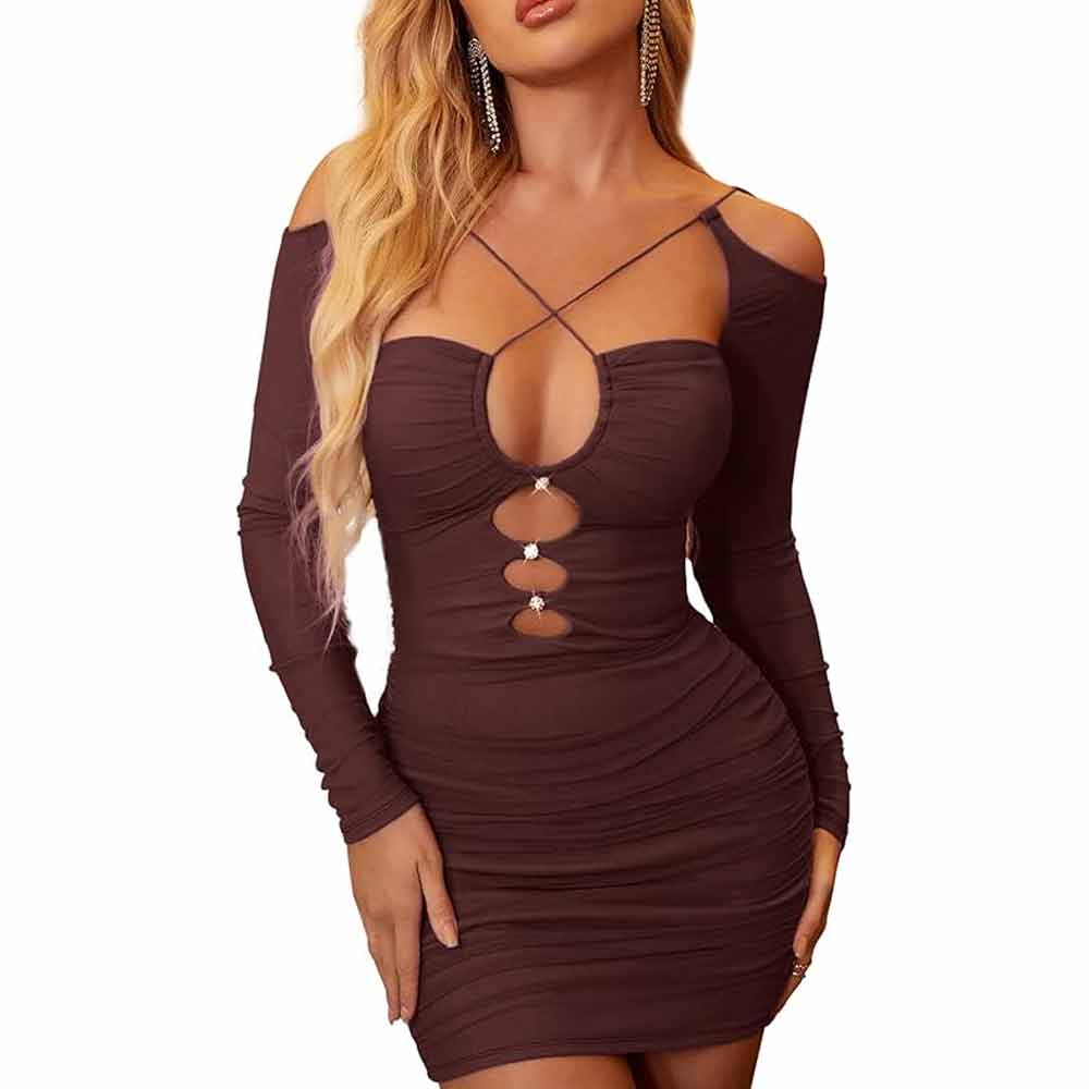 Long Sleeve Burgundy Mini Dress