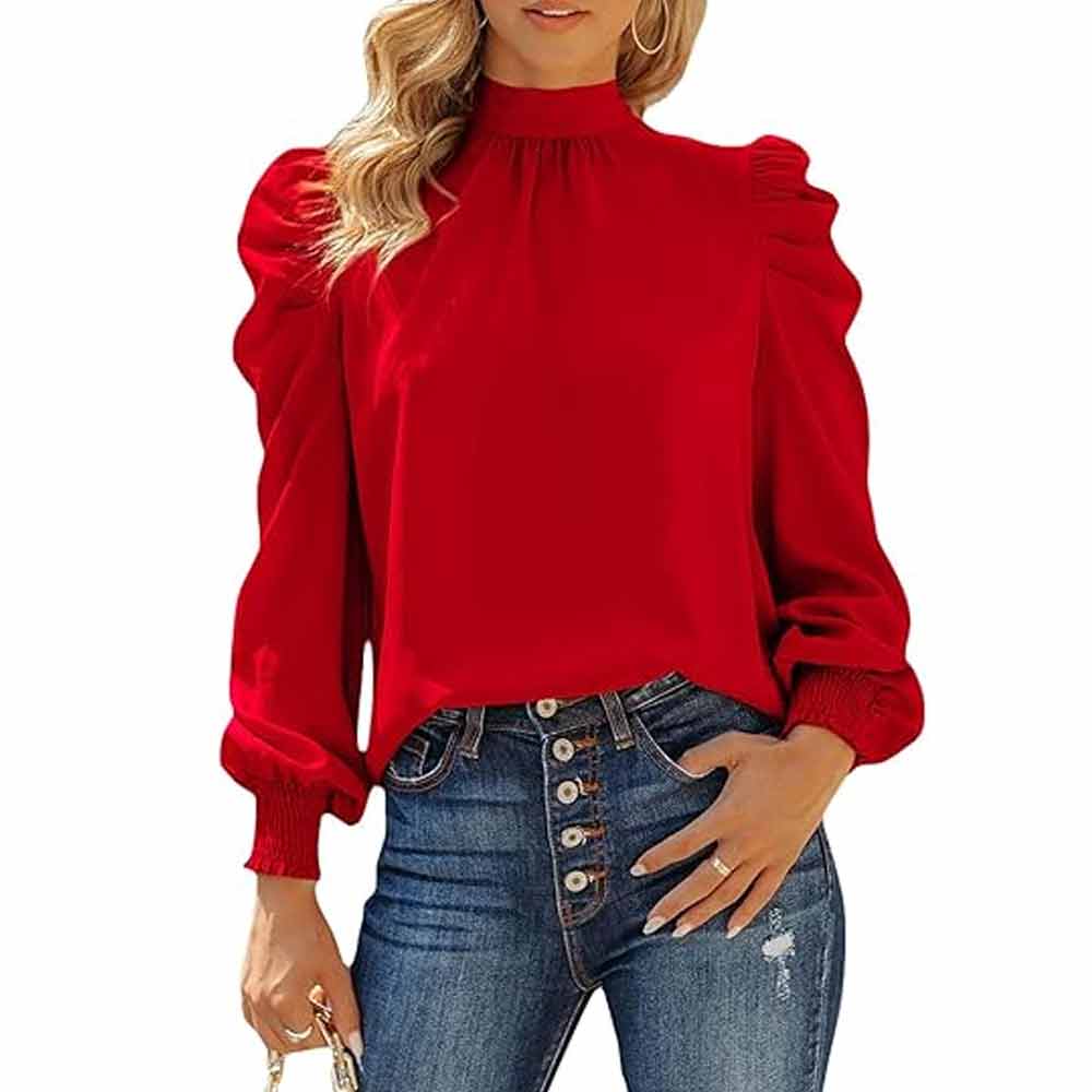 Long Sleeve High Neck Blouse