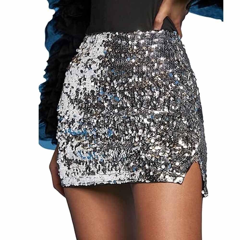 Sequin Split Mini Skirt