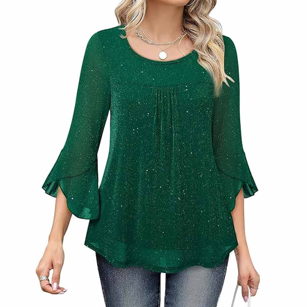 Ruffle 3/4 Sleeve Blouse