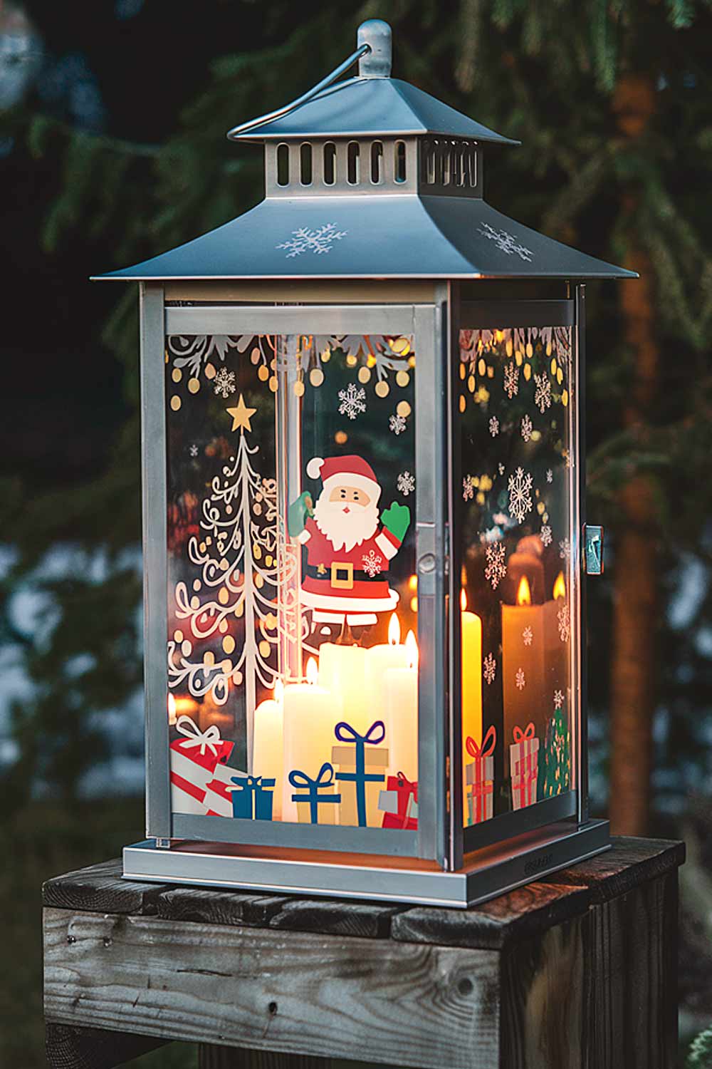 Outdoor Christmas Lantern with Candles