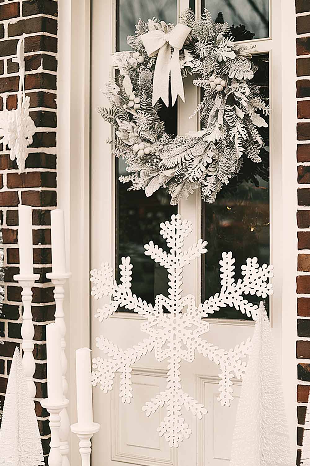 Front Door White Colored Decorations