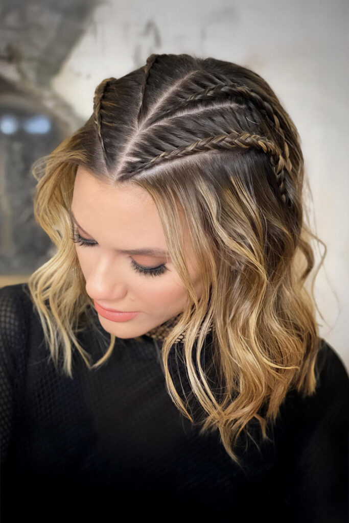 Half-up Cornrows with Bob