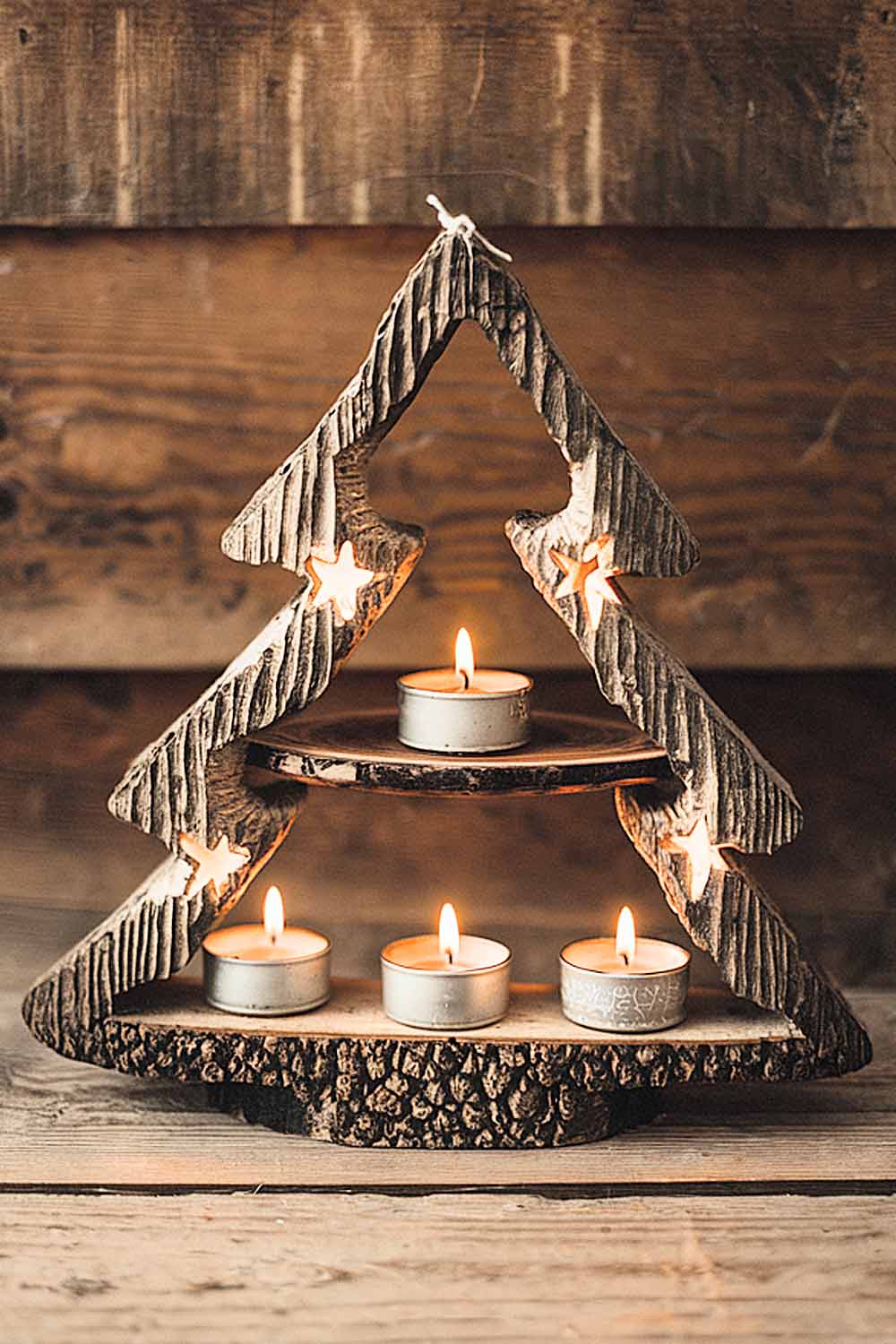 Rustic Tree Candles Holder