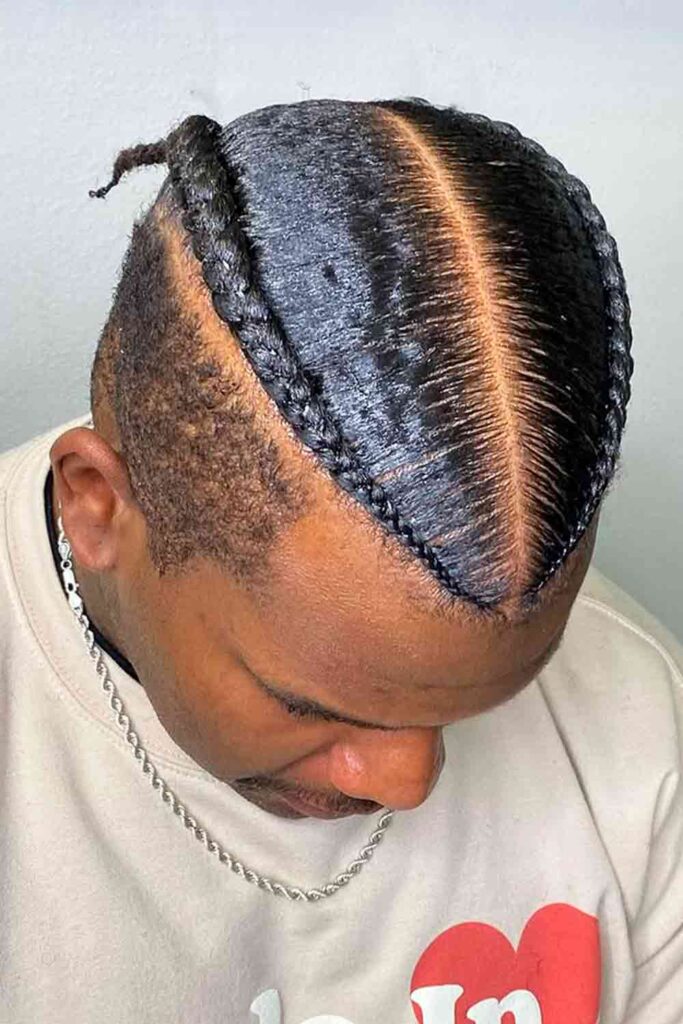 Two Cornrows with Fade #braidsformen #mensbrids